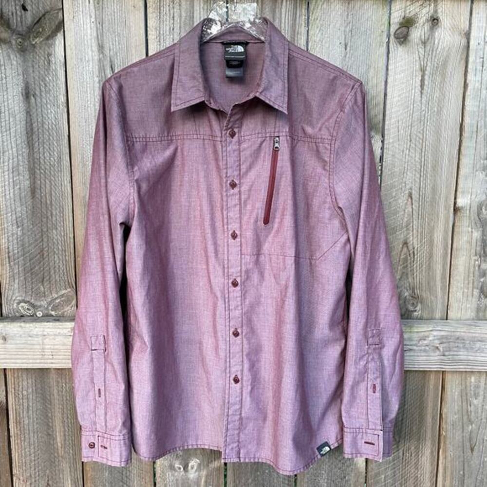 The North Face Button Up Shirt Mens Cronin Long Sleeve Hiking Purple Size Medium
